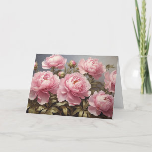 Blooming Peony Flowers  Card
