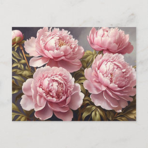 Blooming Peony Flowers Postcard