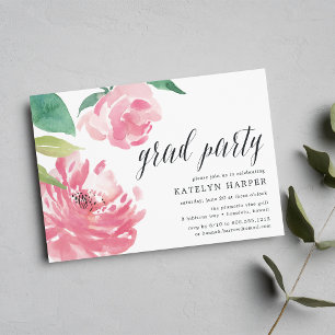 Blooming Peony Graduation Party Invitation