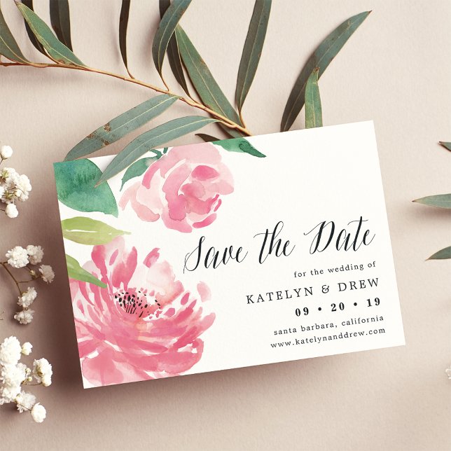 Blooming Peony Save the Date Card (Creator Uploaded)