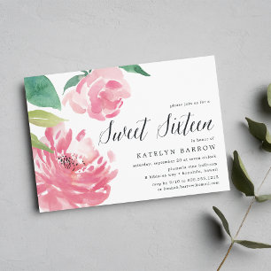 Blooming Peony   Sweet Sixteen Invitation