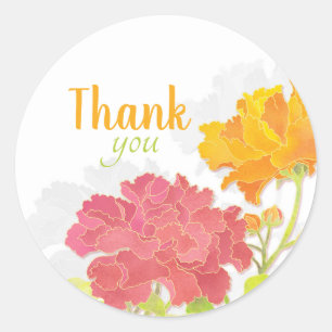 Blooming Peony Wedding Thank You Classic Round Sticker