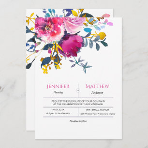 Blooming Petals Watercolor Floral Wedding Invites