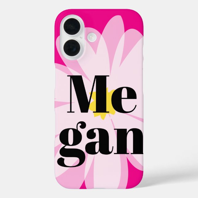 Blooming pink daisy flower custom iPhone 16 case (Back)