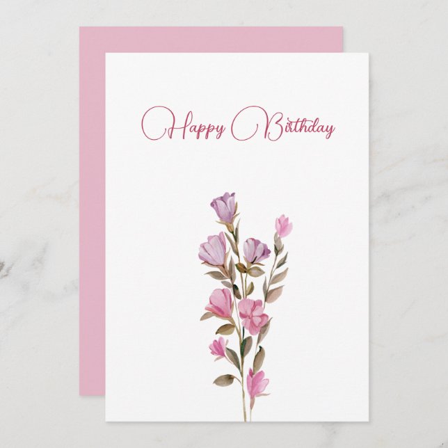 Blooming pink flower  holiday card (Front/Back)