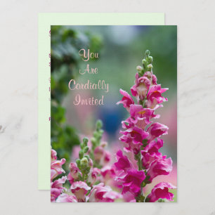 Blooming Pink Foxglove Bridal Shower Invitation