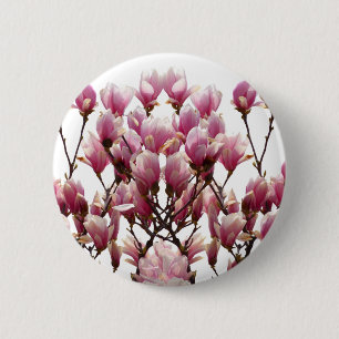 Blooming Pink Magnolias Spring Flower 6 Cm Round Badge