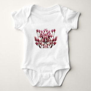 Blooming Pink Magnolias Spring Flower Baby Bodysuit