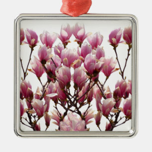 Blooming Pink Magnolias Spring Flower Metal Tree Decoration