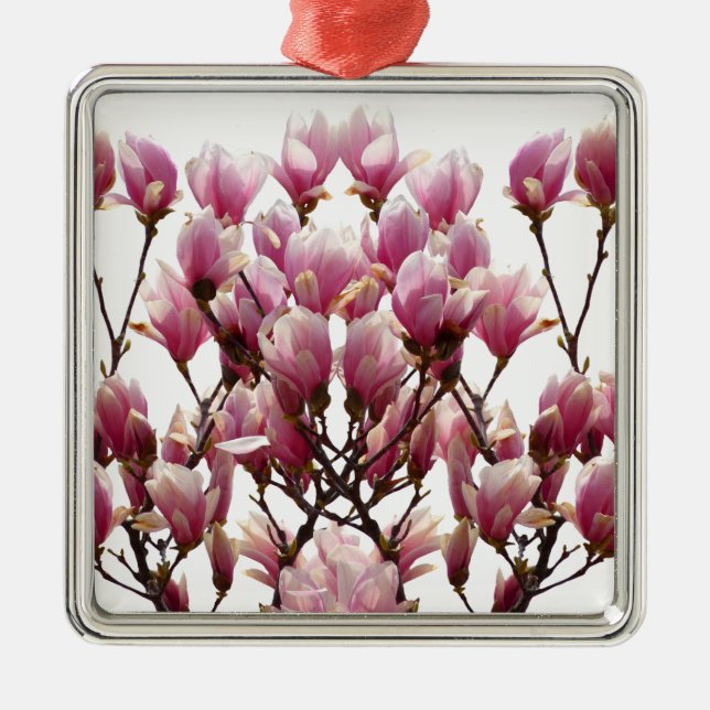 Blooming Pink Magnolias Spring Flower Metal Tree Decoration (Front)