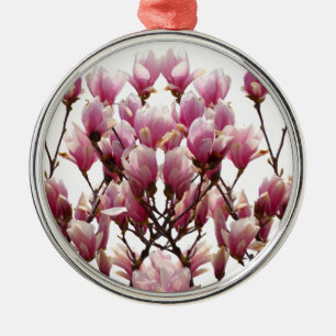 Blooming Pink Magnolias Spring Flower Metal Tree Decoration