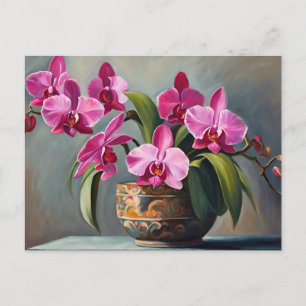 Blooming Pink Orchid Flower Plant Postcard
