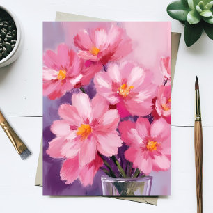 Blooming Pink Petals   Flower Painting Watercolor Postcard