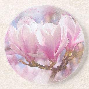 Blooming Pink Purple Magnolia - Spring Flower Coaster
