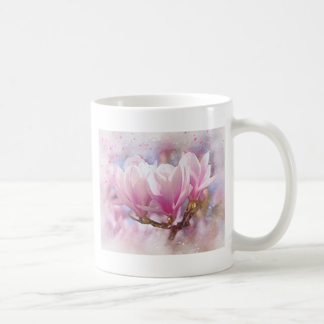 Blooming Pink Purple Magnolia - Spring Flower Coffee Mug (Right)