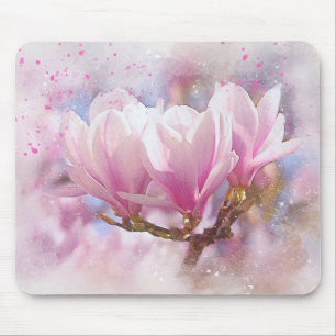 Blooming Pink Purple Magnolia - Spring Flower Mouse Pad