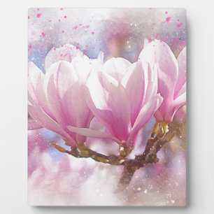 Blooming Pink Purple Magnolia - Spring Flower Plaque