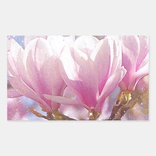 Blooming Pink Purple Magnolia - Spring Flower Rectangular Sticker