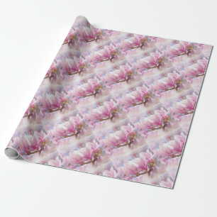 Blooming Pink Purple Magnolia - Spring Flower Wrapping Paper