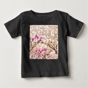 Blooming Pink Purple Magnolias Spring Flower Baby T-Shirt