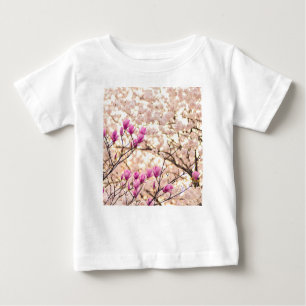 Blooming Pink Purple Magnolias Spring Flower Baby T-Shirt