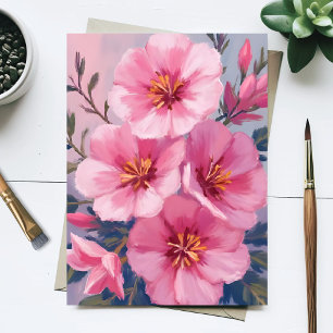 Blooming Pink Watercolor Flowers Blush Painted Postcard