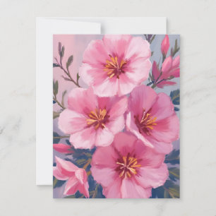 Blooming Pink Watercolor Flowers Blush Painted Thank You Card
