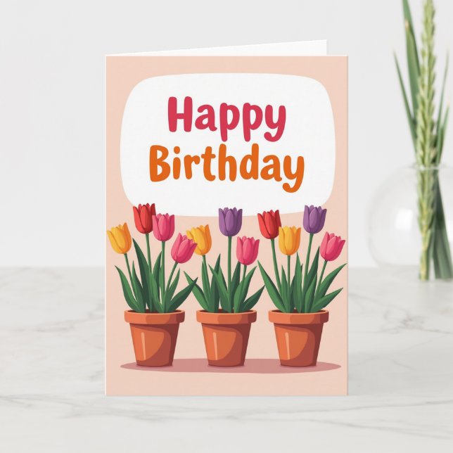 Blooming Pots Birthday Card (Front)