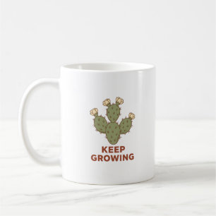 Blooming Prickly Pear "Keep Growing" Graphic Coffee Mug