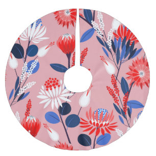Blooming Protea: Botanical Garden Pattern Brushed Polyester Tree Skirt