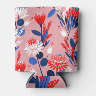 Blooming Protea: Botanical Garden Pattern Can Cooler