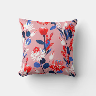 Blooming Protea: Botanical Garden Pattern Cushion