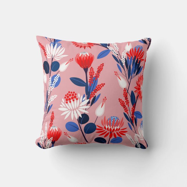 Blooming Protea: Botanical Garden Pattern Cushion (Front)