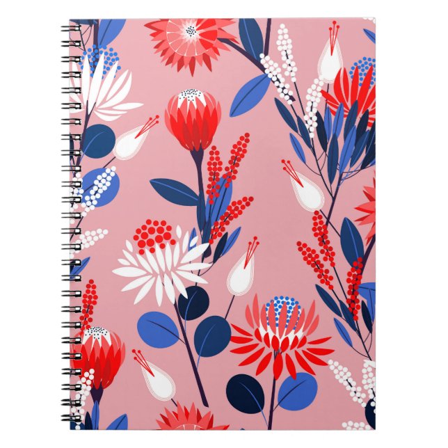 Blooming Protea: Botanical Garden Pattern Notebook (Front)