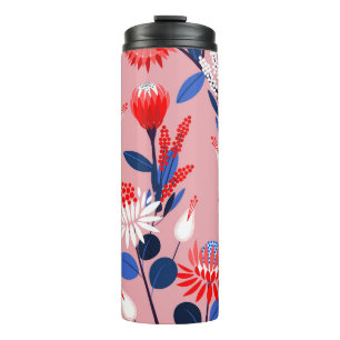 Blooming Protea: Botanical Garden Pattern Thermal Tumbler