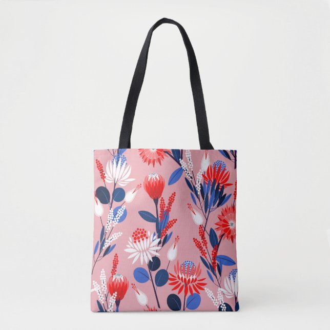 Blooming Protea: Botanical Garden Pattern Tote Bag (Front)