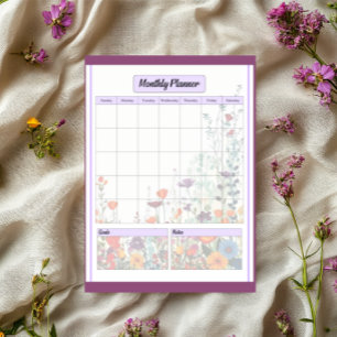 Blooming Purple Garden _ Monthly Planner Notepad