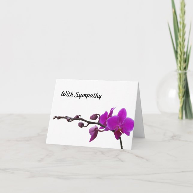 Blooming purple orchids blank sympathy card (Front)