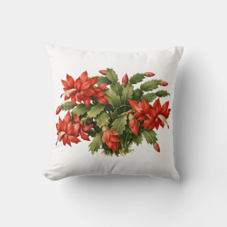 Blooming Red Christmas Cactus Plant Cushion