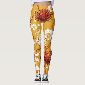 Blooming Retro: Unfinished Floral Line Art Leggings
