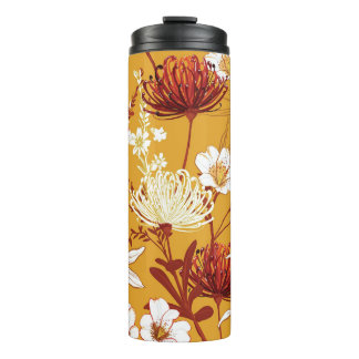 Blooming Retro: Unfinished Floral Line Art Thermal Tumbler