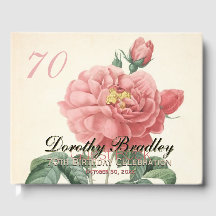 Blooming Rose 70th Birthday Celebration Guest Book