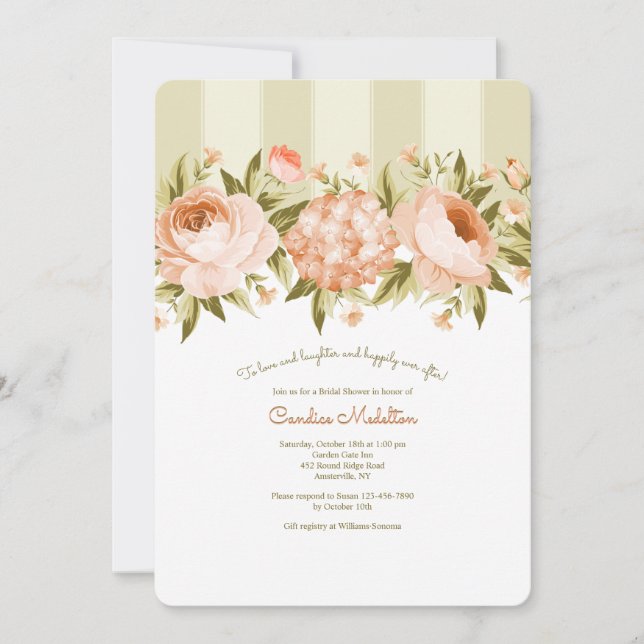 Blooming Roses and Hydrangea Bridal Shower Invitation (Front)