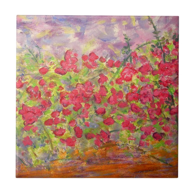 blooming roses art ceramic tile (Front)