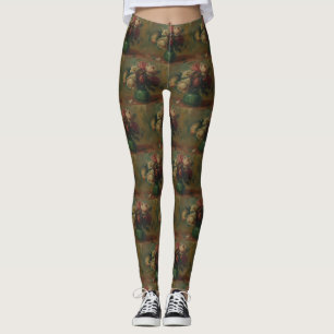 Blooming Roses in a Vase by Pierre Renoir Classic Leggings