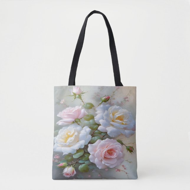: Blooming Secrets: A Tote with White Roses  (Front)
