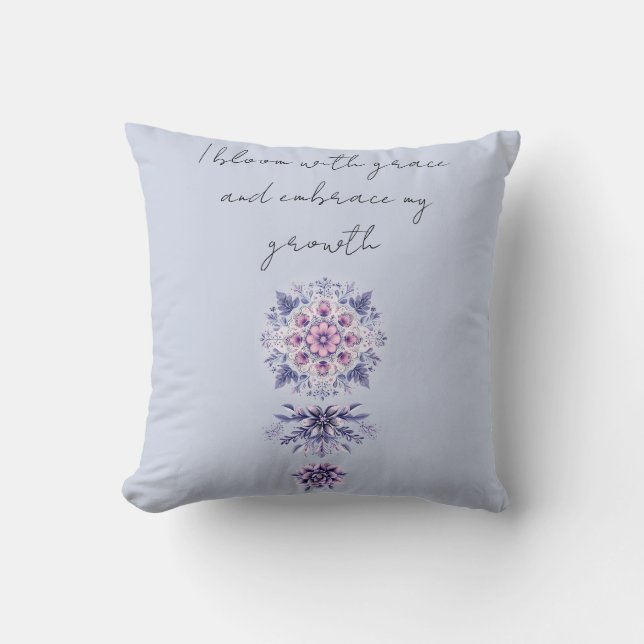 Blooming Serenity Mandala Throw Pillow (Front)
