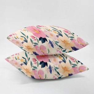 Blooming Serenity Pink Roses Watercolor Pillowcase