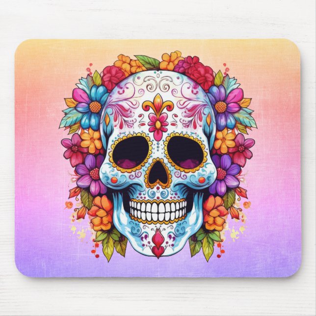 Blooming Skull Mouse Pad (Front)