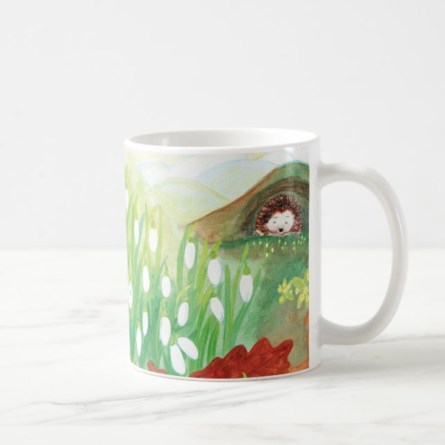 Blooming Snowdrops and a Hedgehog  Coffee Mug (Right)